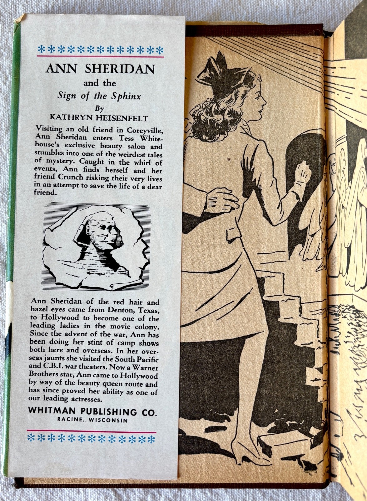 Kathryn Heisenfelt, Ann Sheridan and the Sign of the Sphinx, vintage hc/dj (1943
