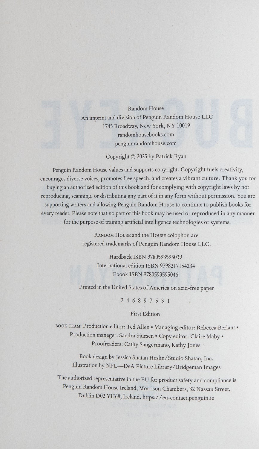 Patrick Ryan / Buckeye A Novel Signed 1st Edition 2025