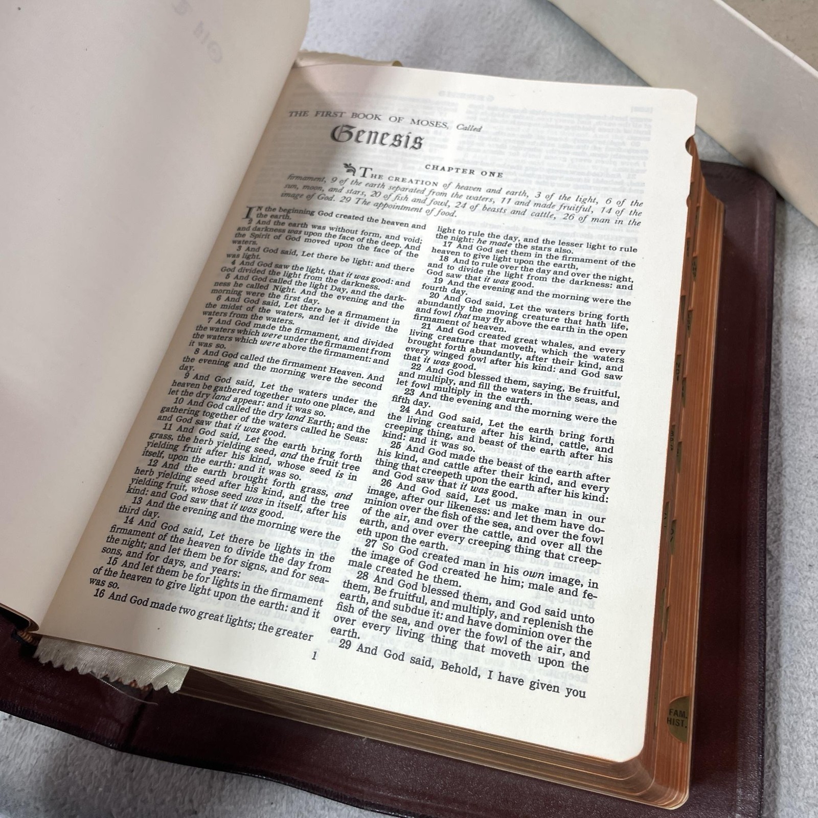 Vintage 1950 Large Holy Bible KJV Good Saviour Tissot Brown Leather Consolidated