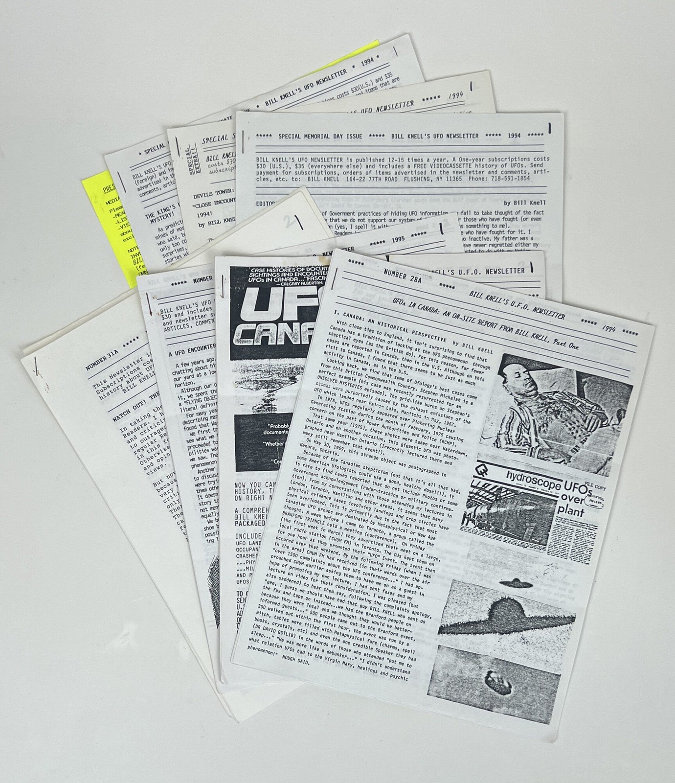 Small Collection of Bill Knell’s UFO Newsletter 1994-1995