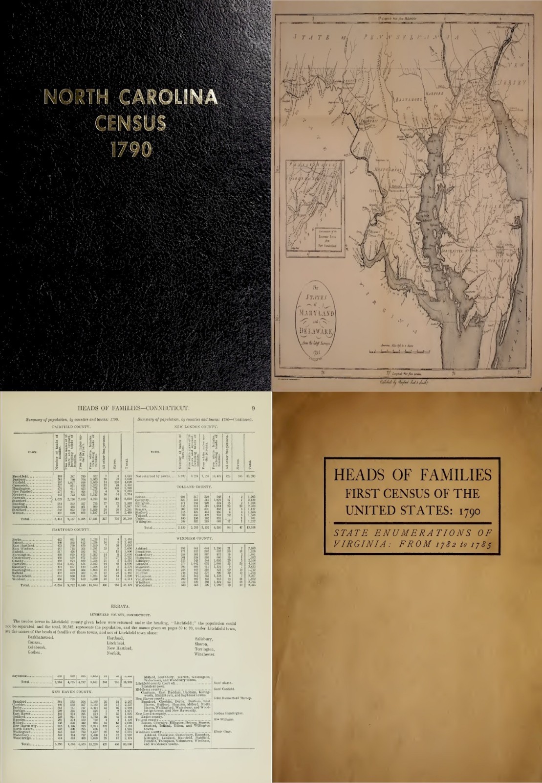 United Stated First Census Taken in 1790 – Heads of Families – 12 Records on DVD