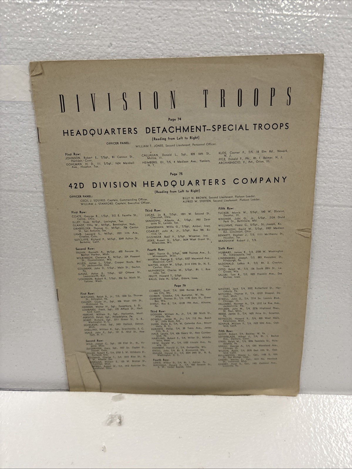 DIVISION TROOPS: 42d INFANTRY DIVISION, CAMP GRUBER OK. 1944, MILITARY YEAR BOOK
