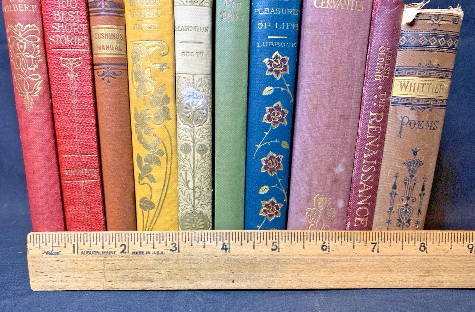 Antique Rainbow Decor Books Lot 10 Small HC Late 1800s Illustrated Stack Vintage