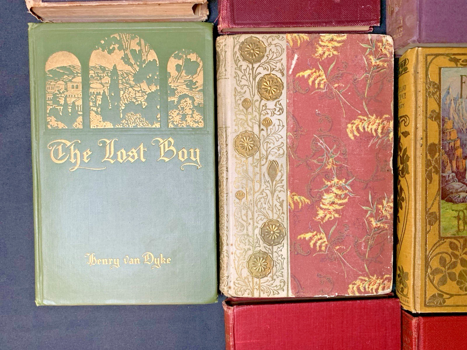 Antique Rainbow Decor Books Lot 10 Small HC Late 1800s Illustrated Stack Vintage