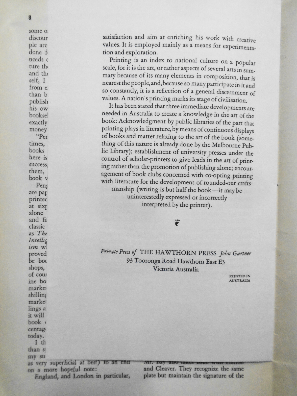 Book Collector’s Packet October 1939 – Art Appreciation; Australia Fine Printing