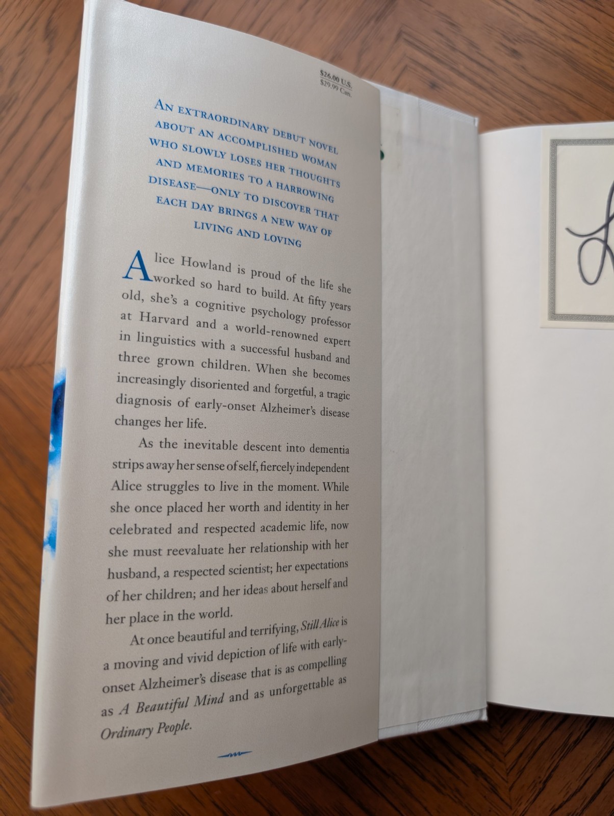 Still Alice : A Novel – Lisa Genova • Signed 1st Edition Hardcover 2009