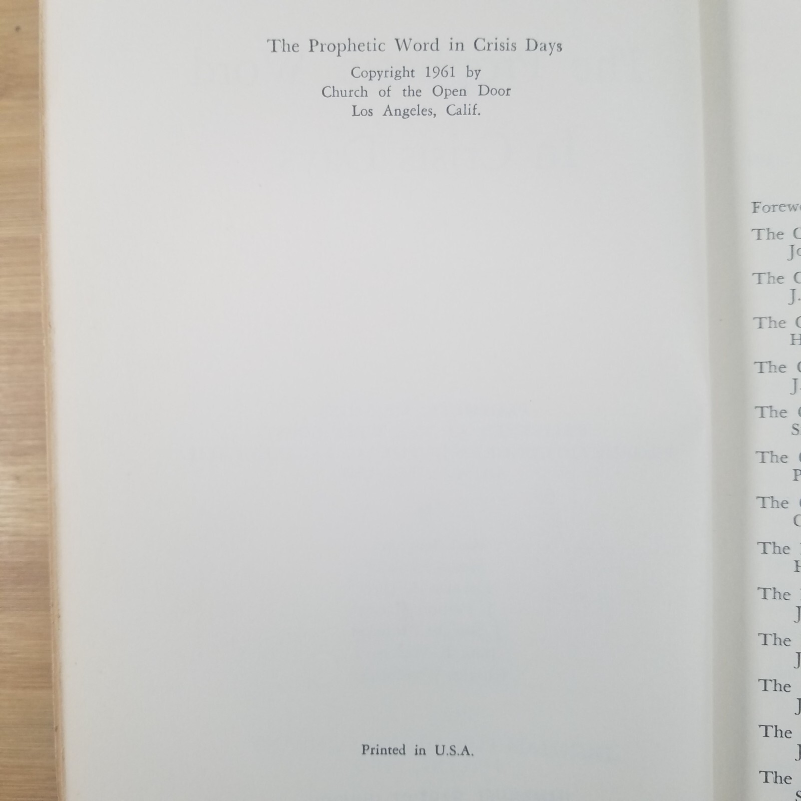 The Prophetic Word in Crisis Days – 1961 Christian Hardcover – Various Authors