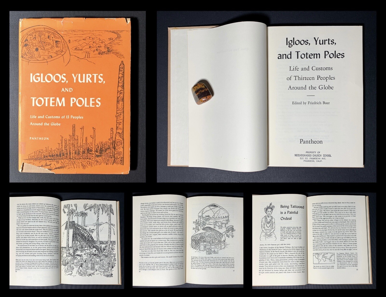 Igloos, Yurts & Totem Poles Friedrich Böer 1st Ed 2nd Printing 1959 HCDJ Illus