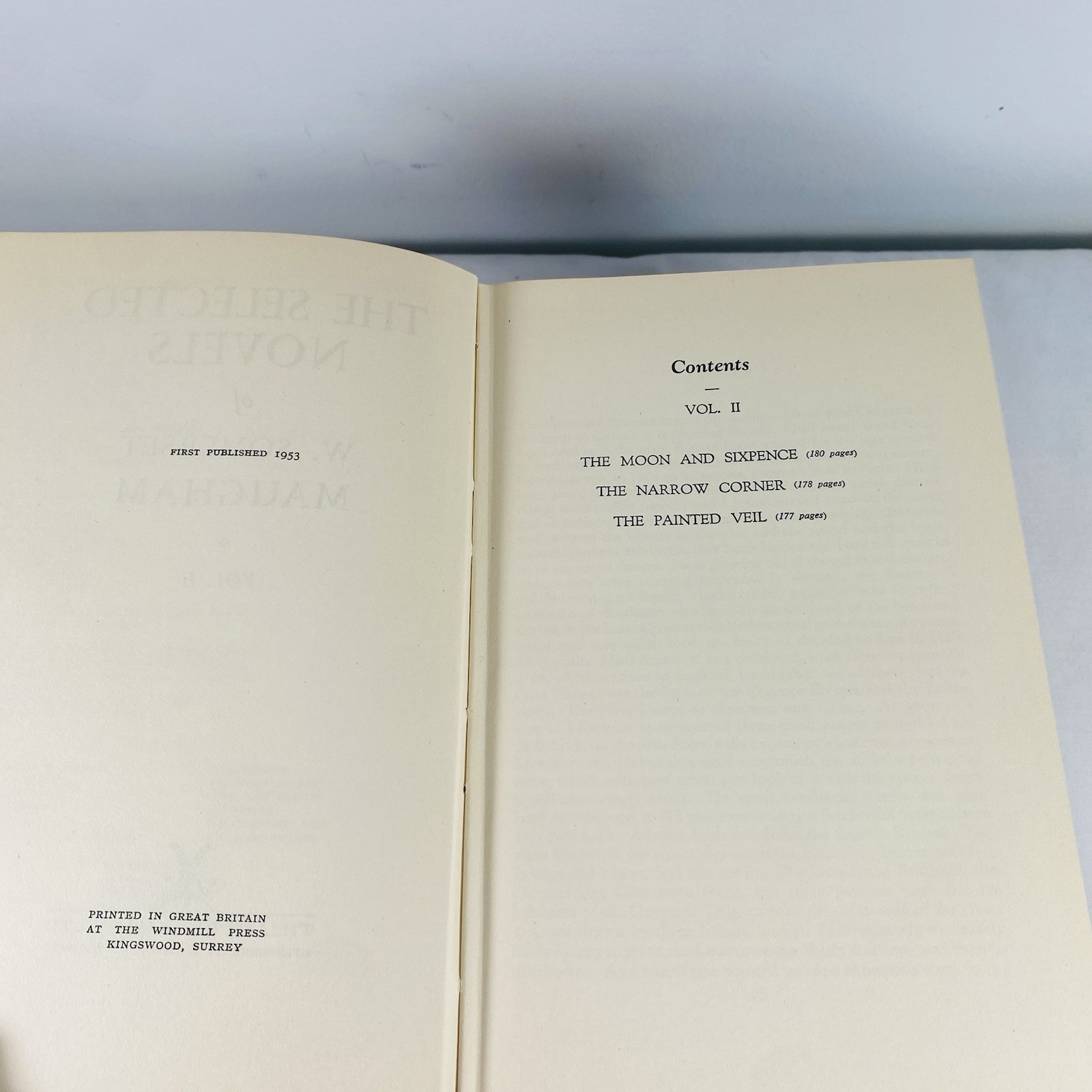 The Selected Novels of W Somerset Maugham. Full 3 vol set. Heinemann 1953, 1st.