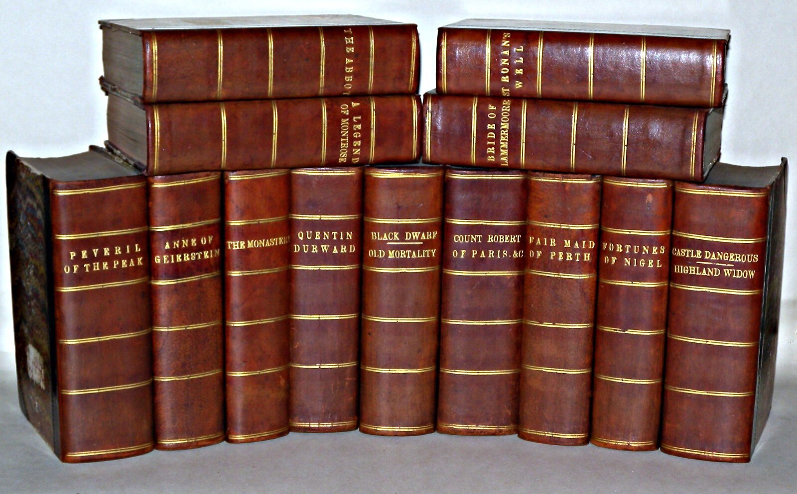 14 Waverley Novels 1830s Walter Scott Robert Cadell Leather Spine HB Collection