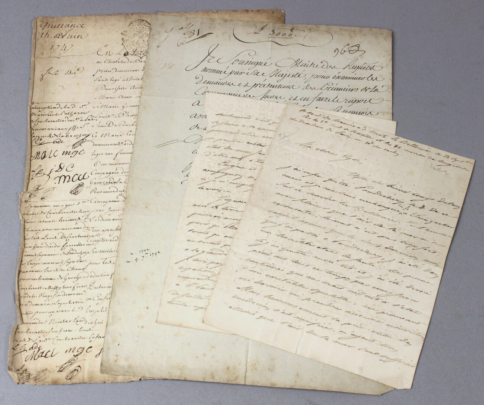 FRENCH East India Company – manuscript archive from 1747-1800 – Compagnie Indes