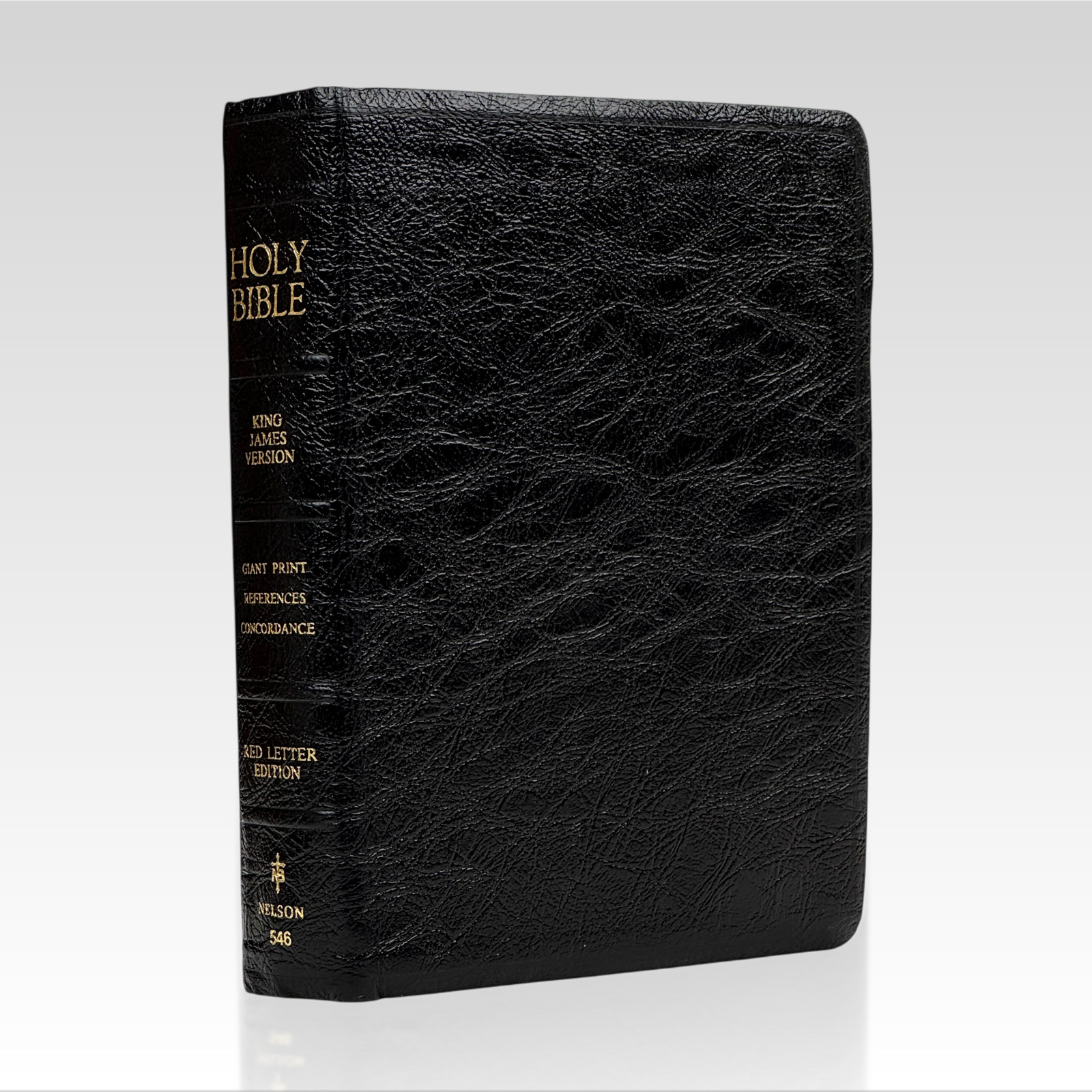 1976 The Holy Bible. KJV. Genuine Black Leather. Giant Print. Red Letter Ed.