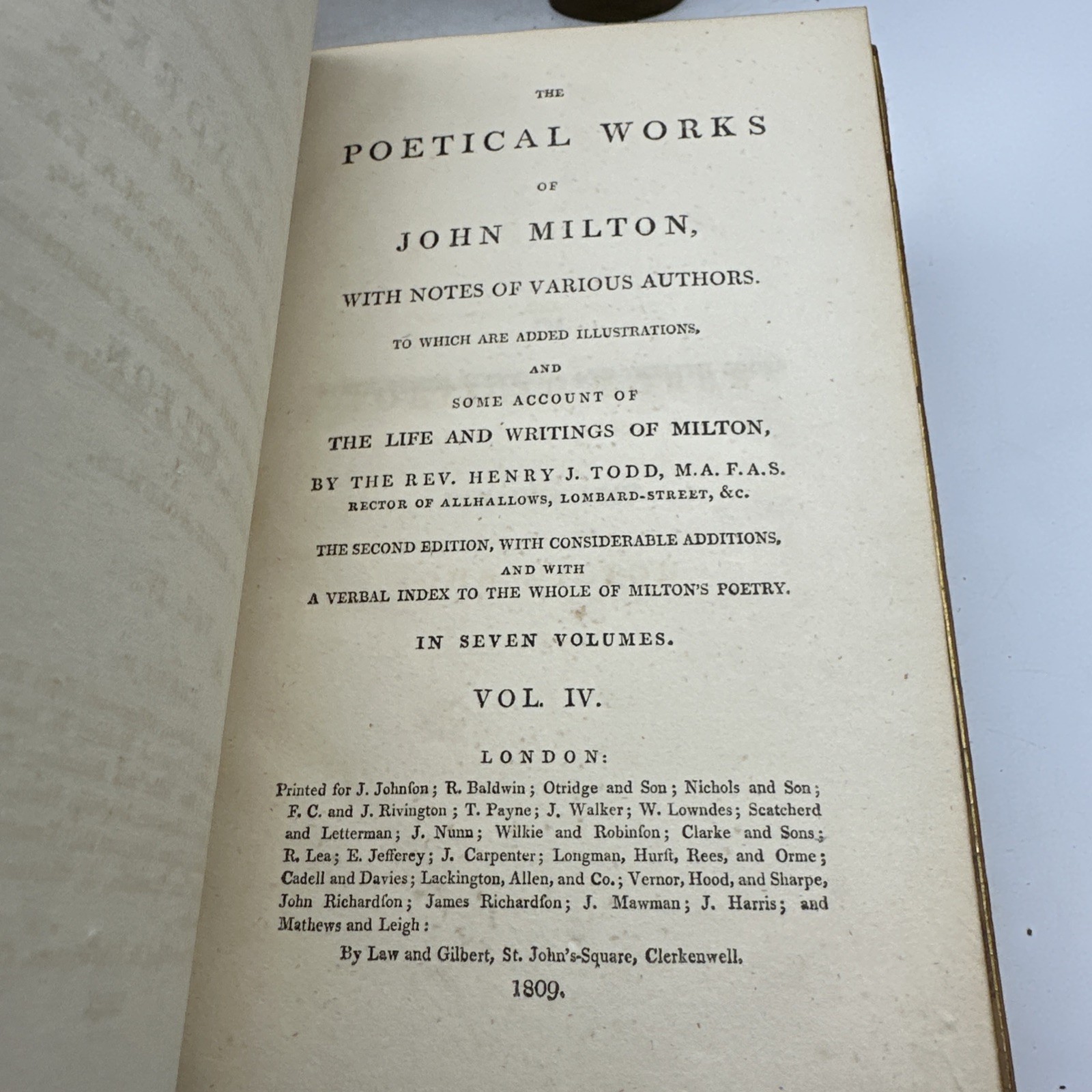 Poetical Works John Milton 1809 7 Vol Set Leather Rebinding Antique (AC66)