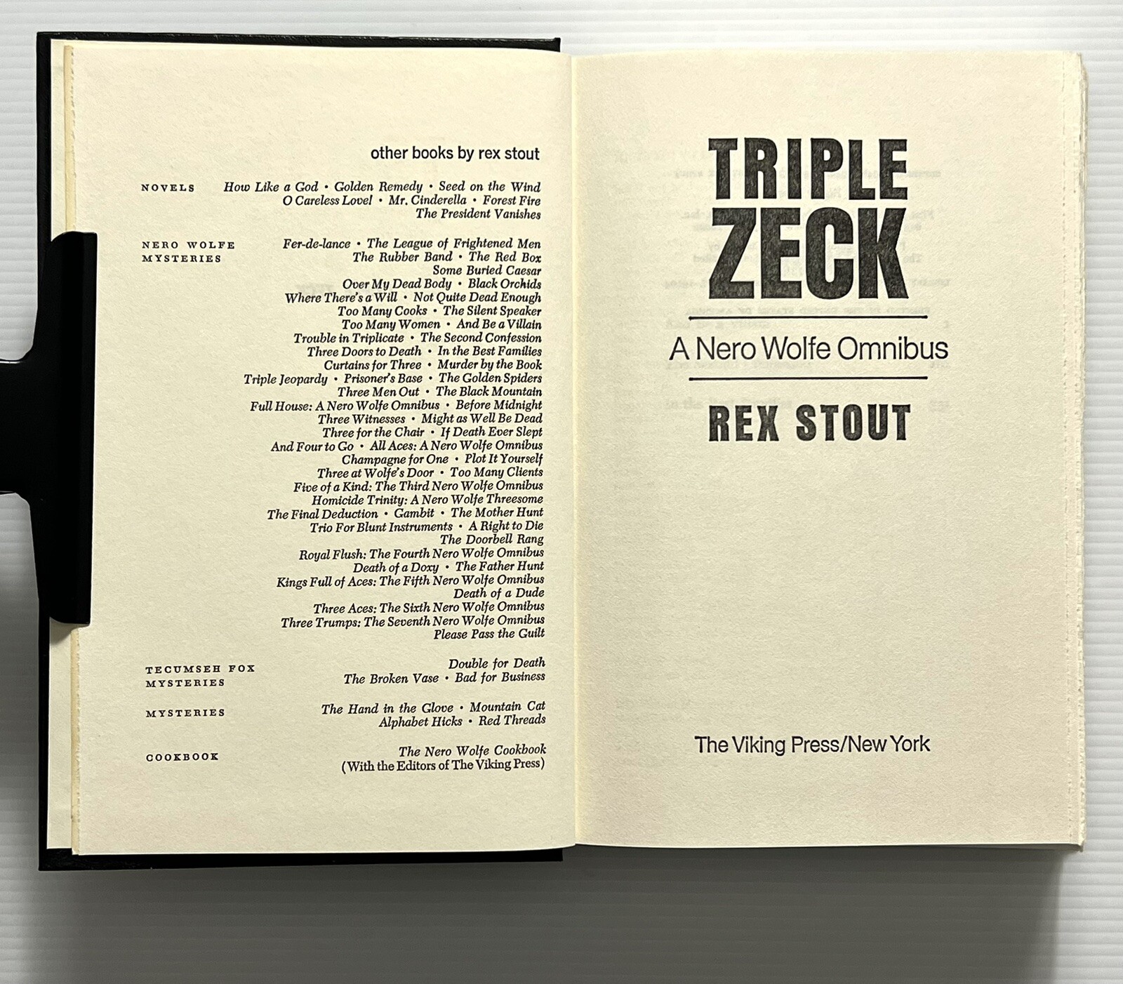 Triple Zeck: A Nero Wolfe Omnibus by Rex Stout Mystery Novels HC 1974
