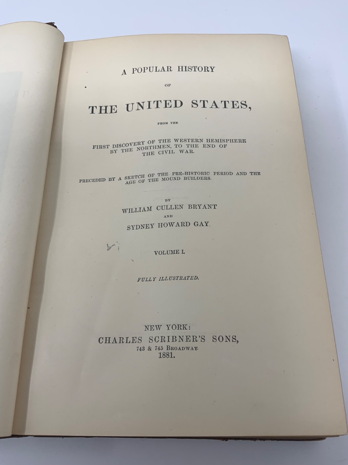 Antique Book History Of The United States Bryant & Gray VOL.1 1881 Edition