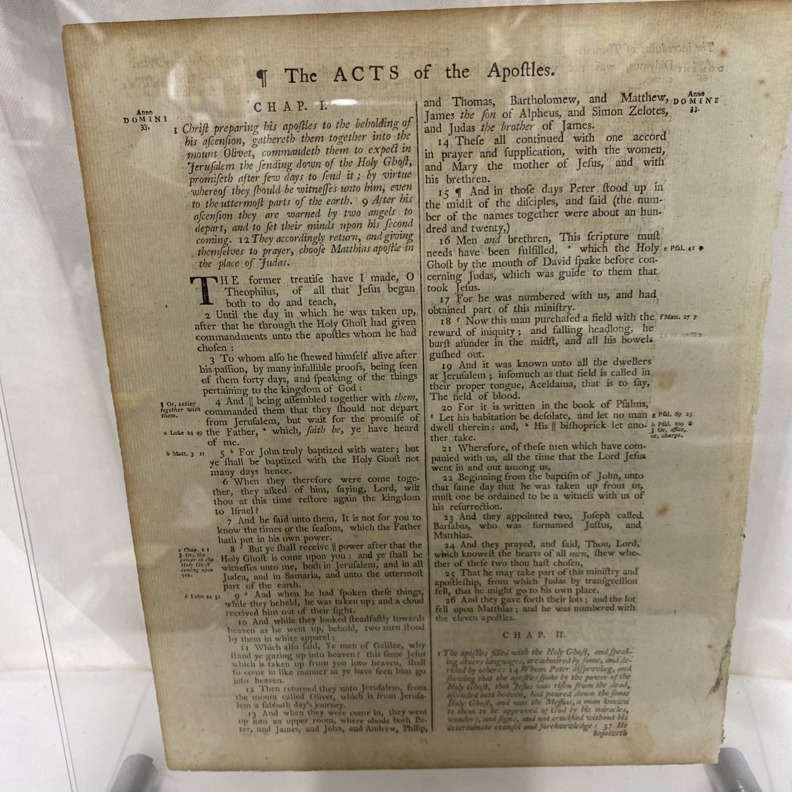 1578 Geneva Bible Leaf, First Pulpit Folio printed in England The Acts Of The