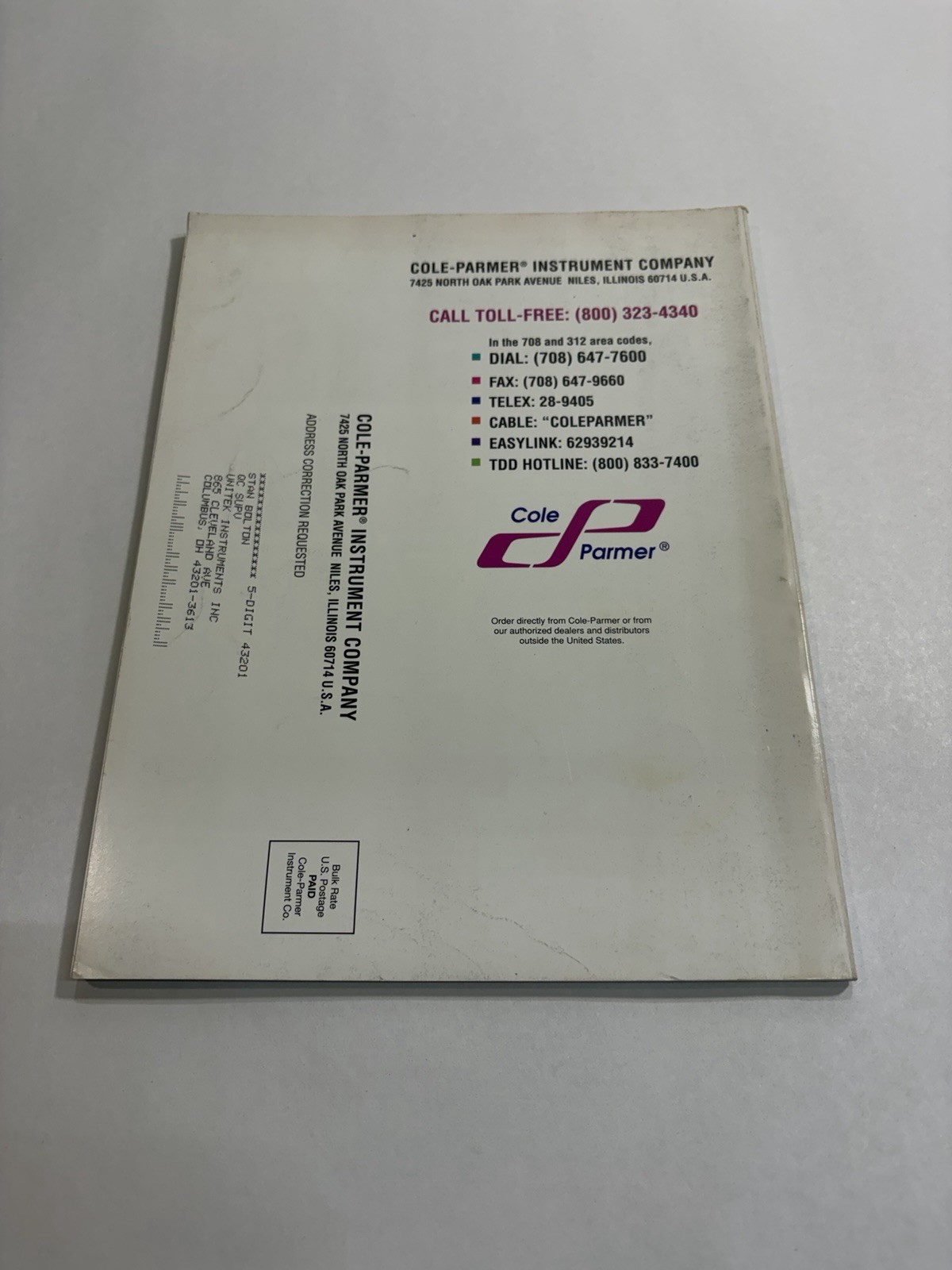 Cole Palmer Scientific Plasticware Catalog Manual Guide Book Ephemera Catalog