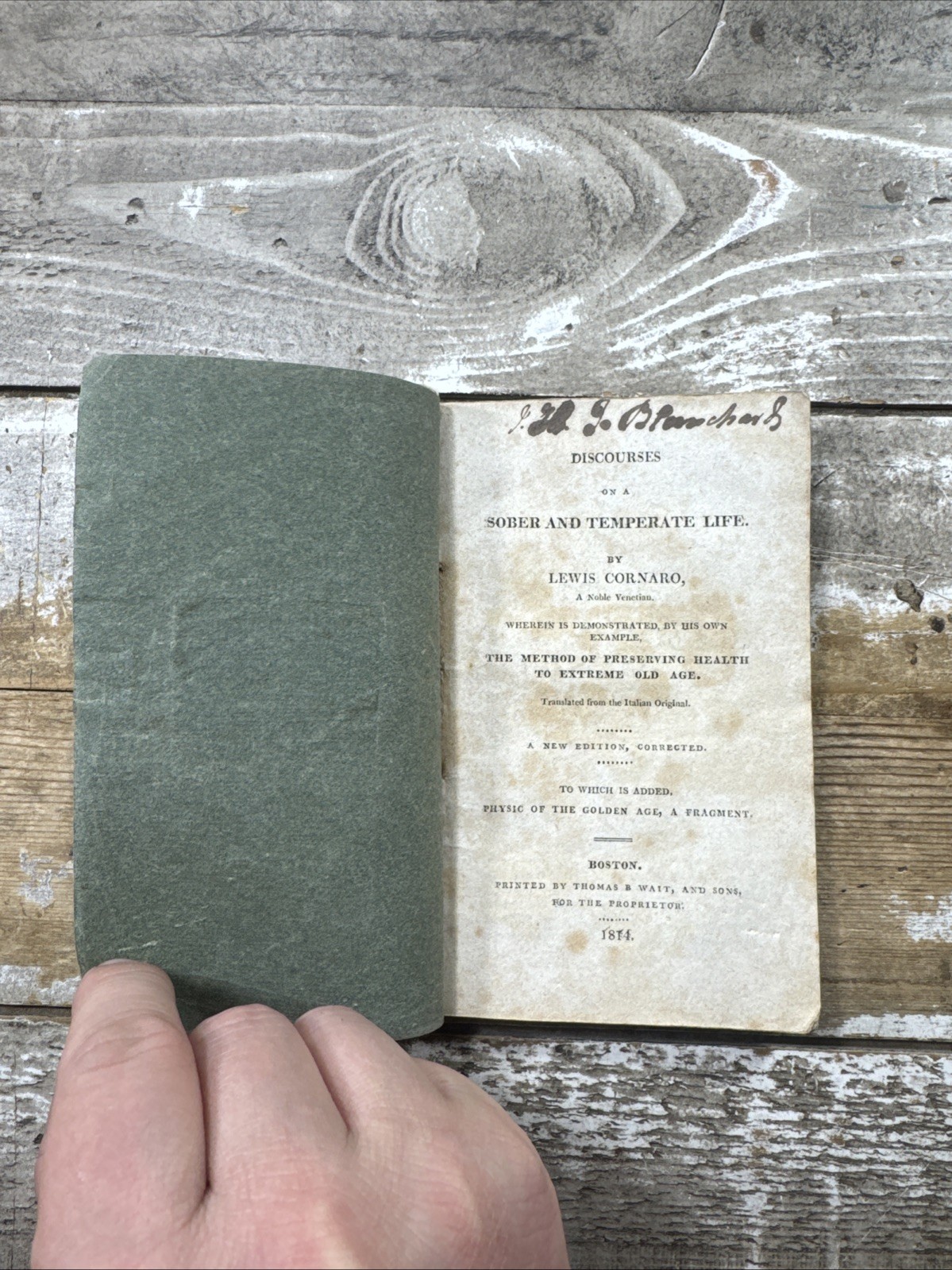 1814 Antique Self-Help Book “Discourses on a Sober and Temperate Life” Cornaro