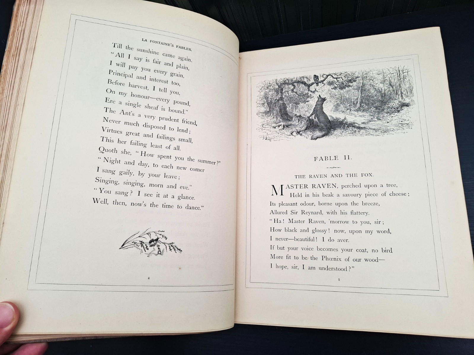 c.1868 – La Fontaine’s Fables / Illustrated by Gustave Doré / Large 4.3 kg / Eng