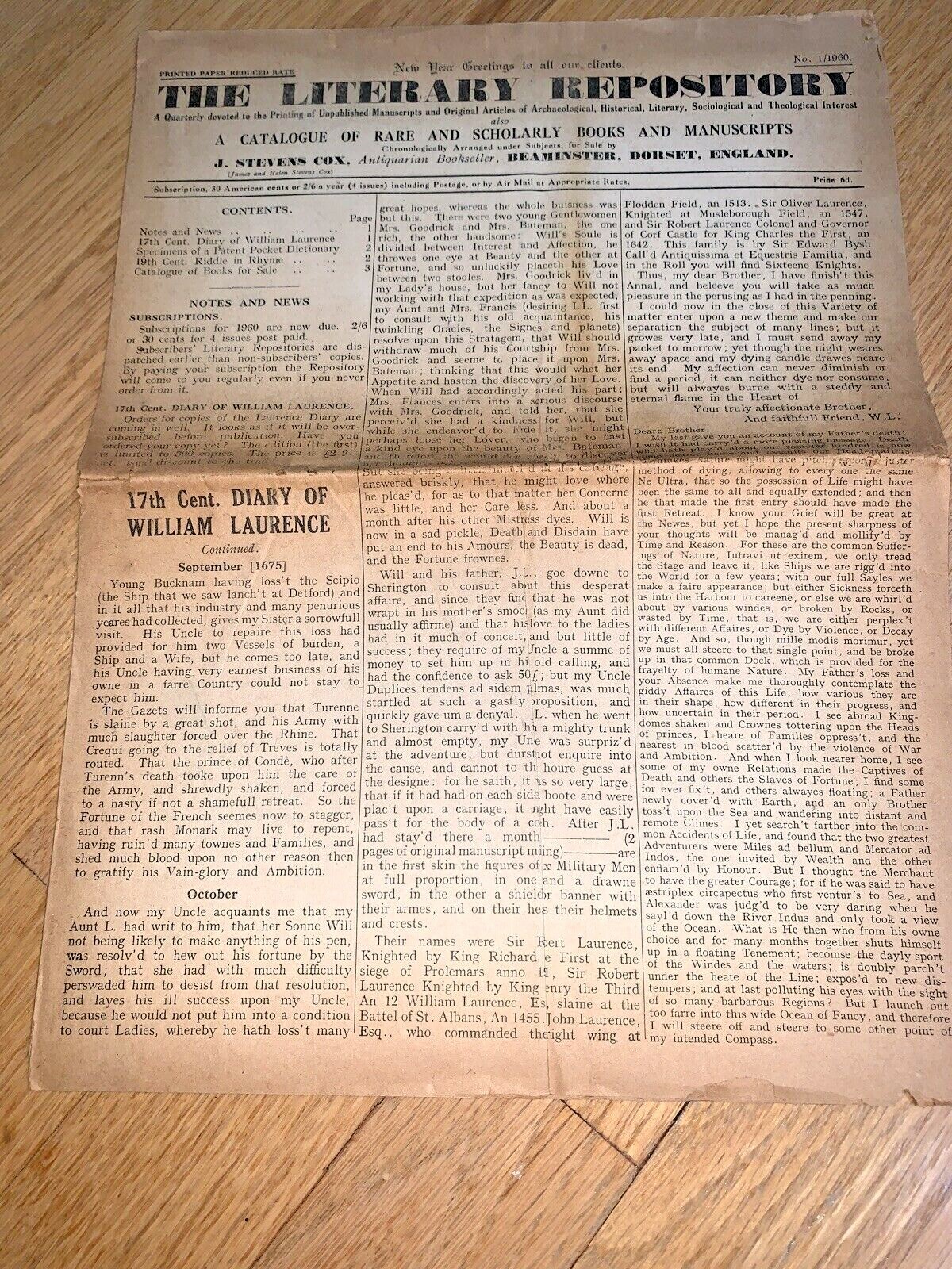 3-1959-1960 Issues THE LITERARY REPOSITORY – CATALOGUE-Rare Books & Manuscripts