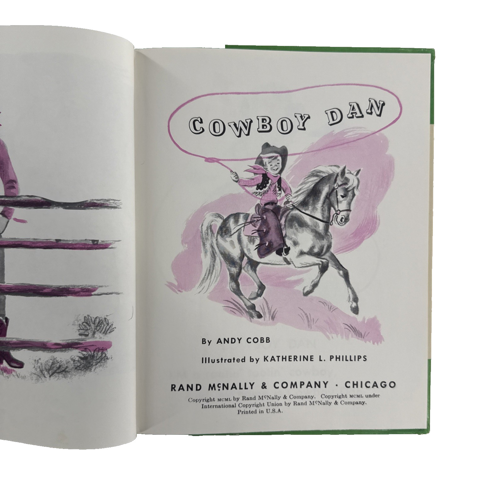 COWBOY DAN Vtg children’s Rand McNally Junior Elf Book Andy Cobb