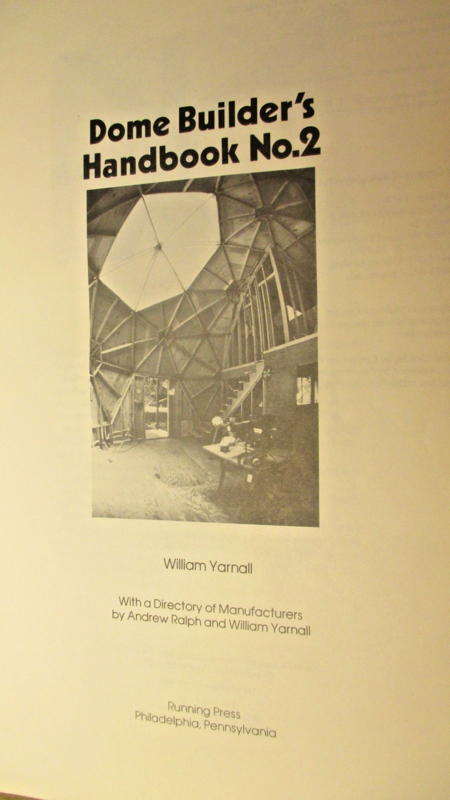 Vintage Dome Builder’s Handbook No. 2 W. Yarnall 1978 Running Press