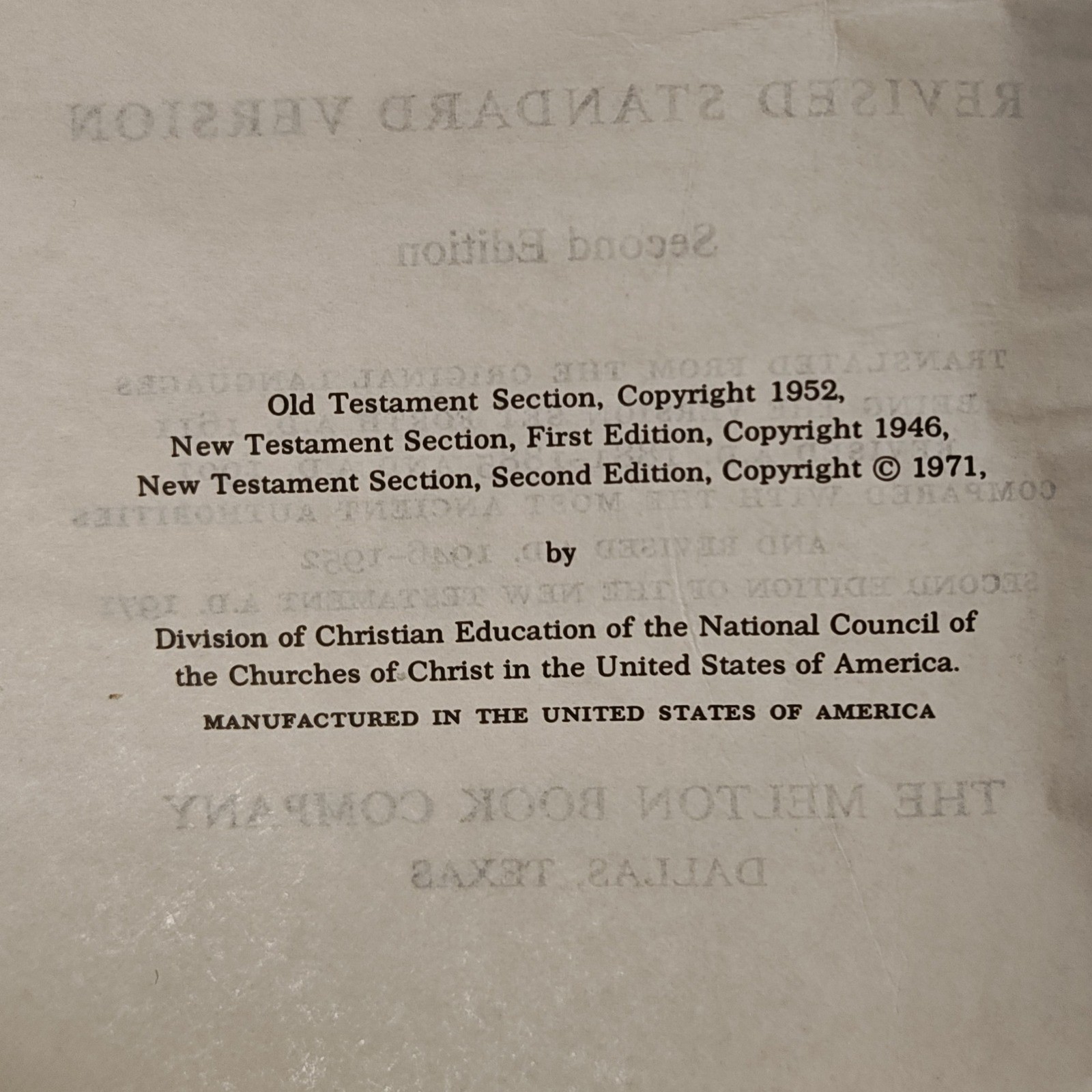 Thomas Nelson Holy Bible RSV Second Edition Red Faux Leather 1971 Vintage