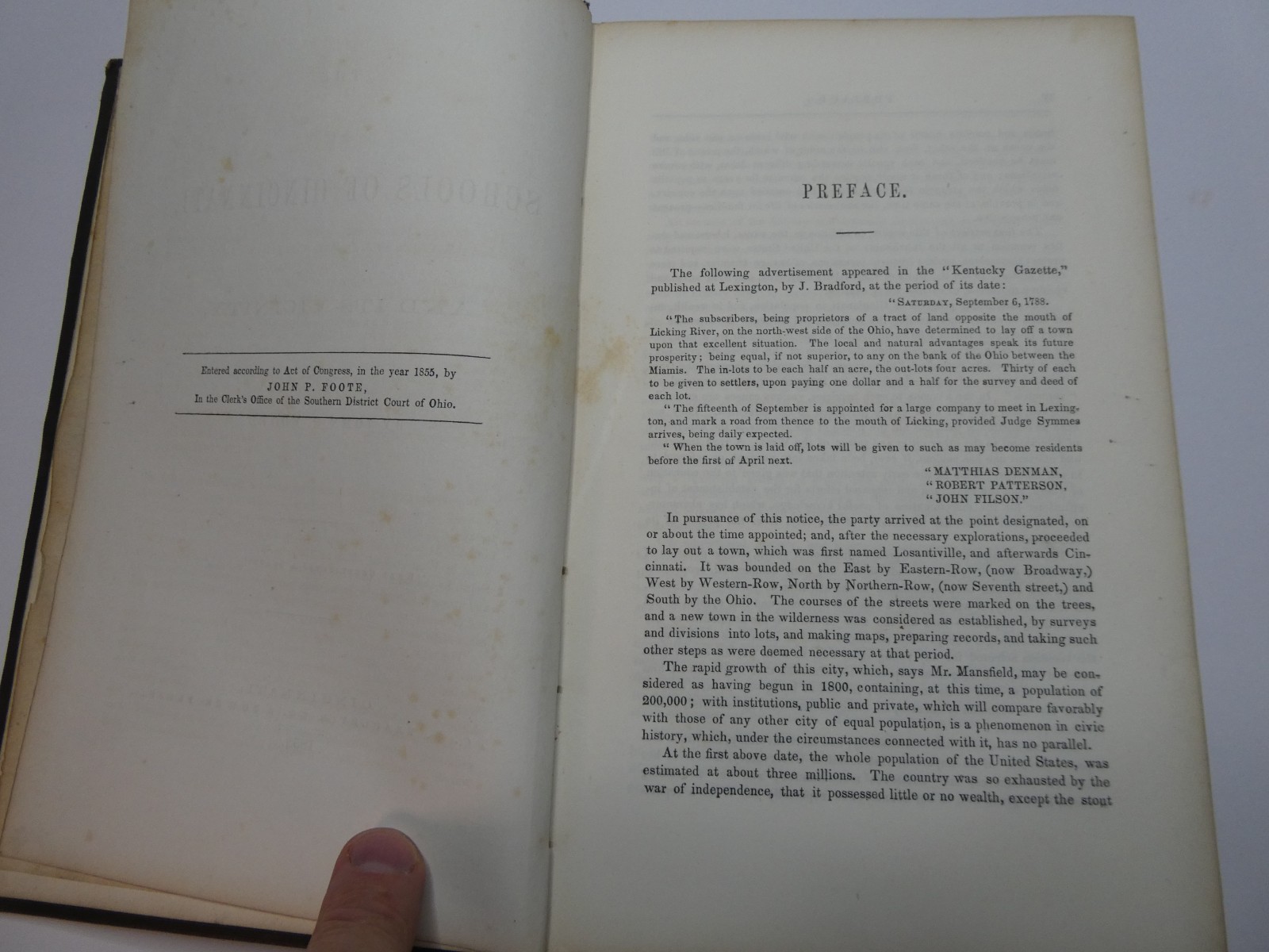 1855 The Schools of Cincinnati and Its Vicinity John P. Foote