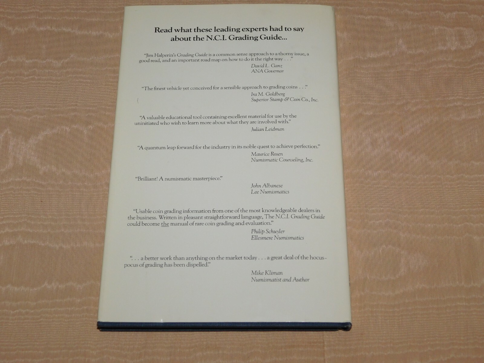 VINTAGE COIN BOOK 1986 N.C.I. GRADING GUIDE by JAMES HALPERIN