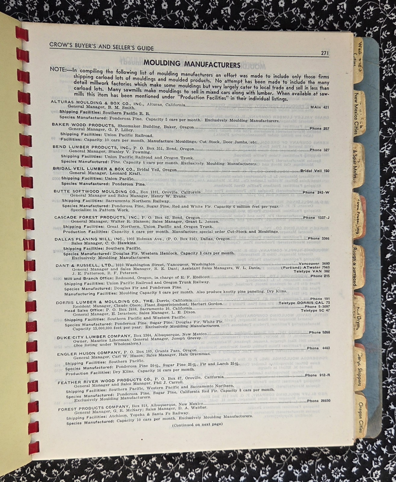 Crow’s Digest Buyer’s and Seller’s Guide, Western Lumber Industry, Portland 1948