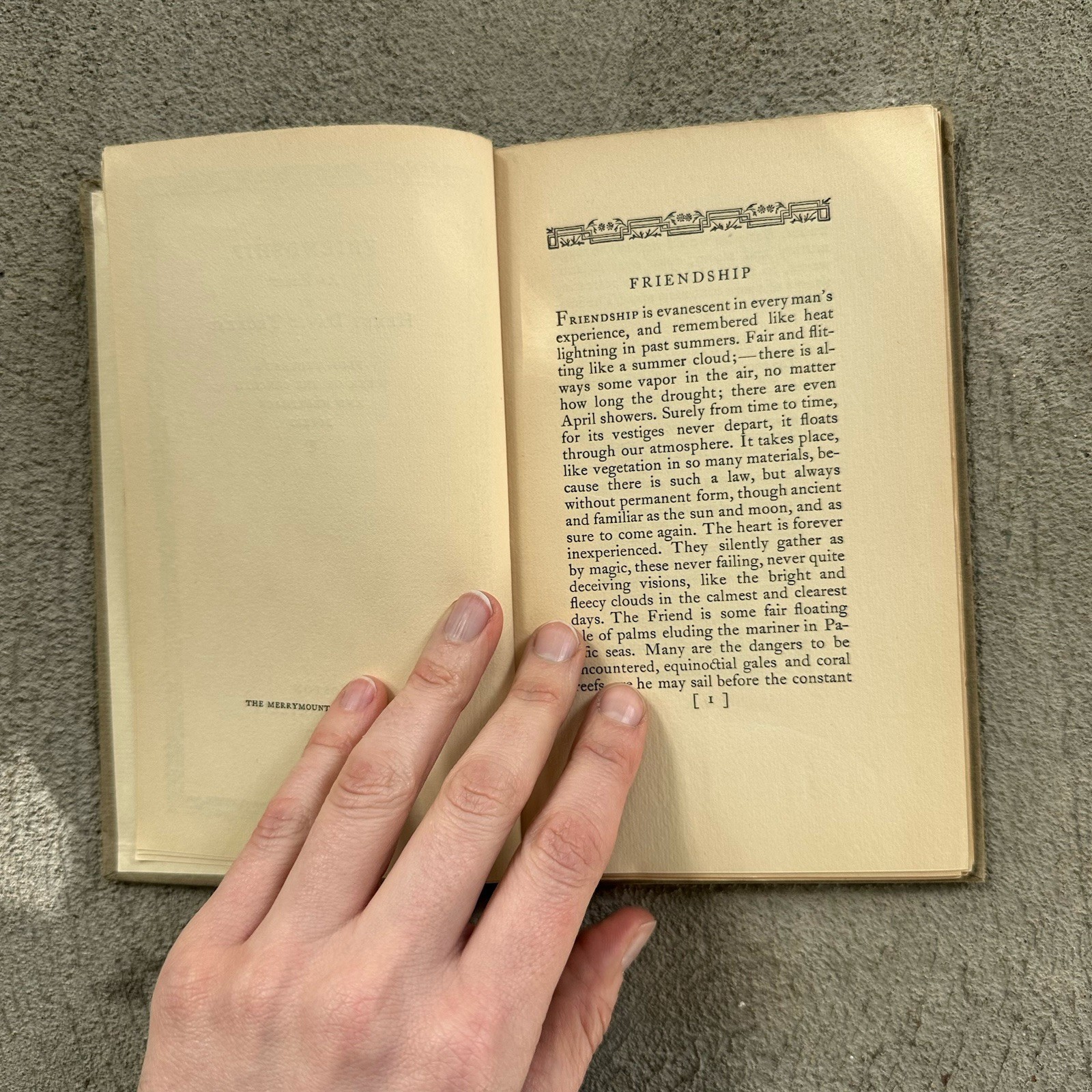 Friendship By Henry D. Thoreau (HC, 1907) Alfred Bartlett, Boston