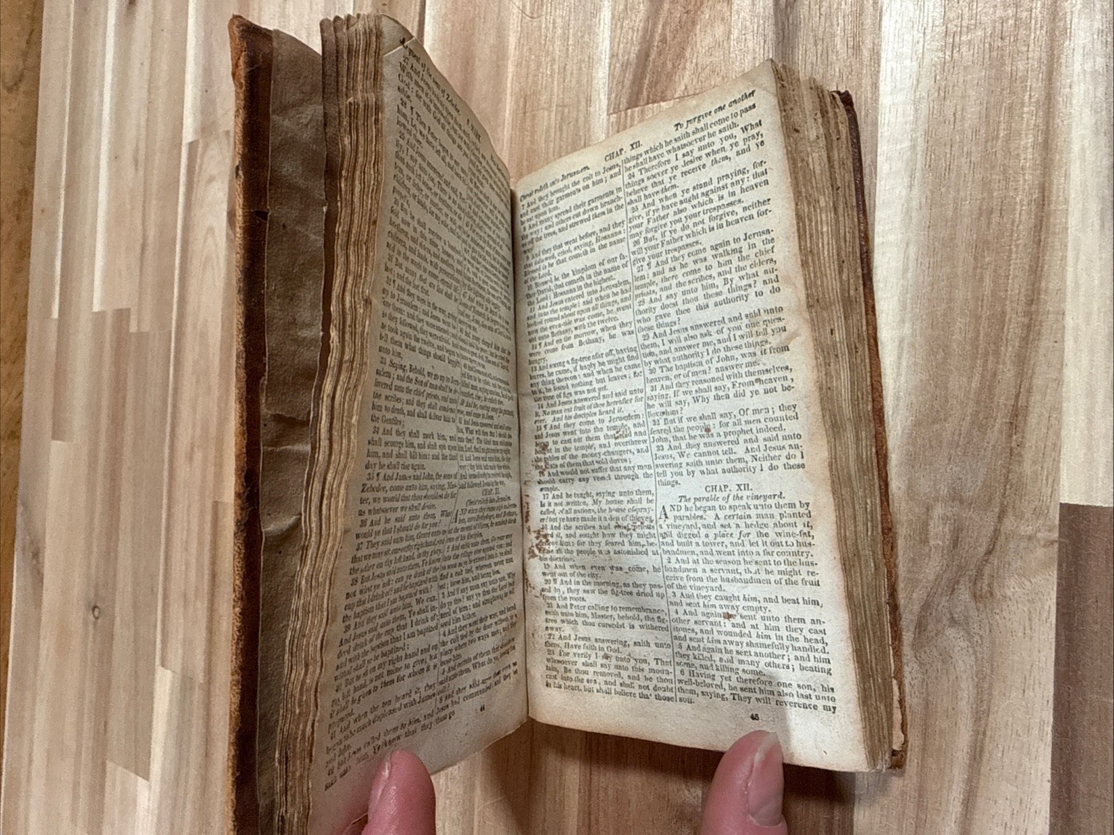 1843 NEW TESTAMENT rare WELLS-RIVER vermont IRA WHITE leather ANTIQUE old