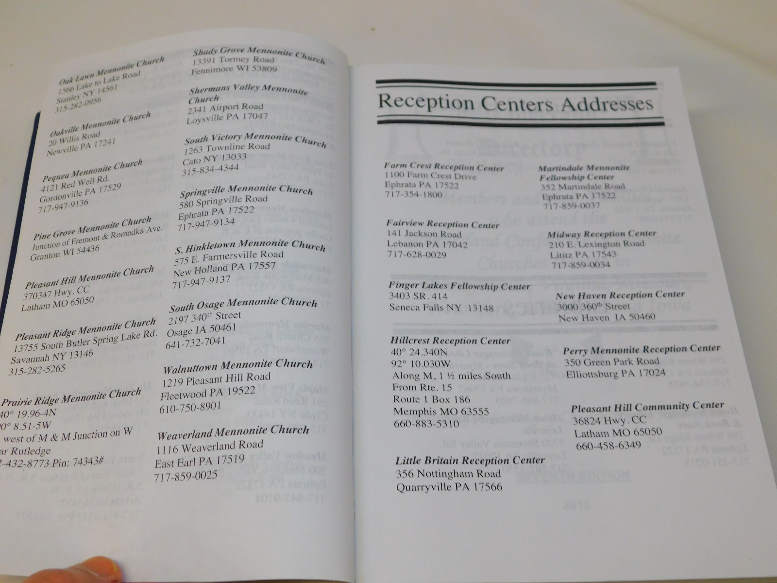 2015 DIRECTORY OF THE WEAVERLAND CONFERENCE MENNONITE CHURCHES 2015 PA VA NY WI