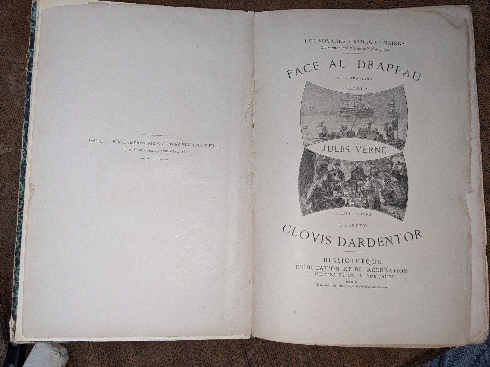 Antique book – Jules Verne – Facing the Flag / Clovis Dardentor – 1896 -…