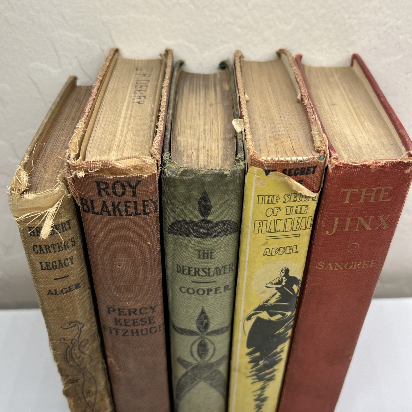 5 Antique/Vintage Hardback Books Juvenile Fiction Boyhood Outdoor Adventure