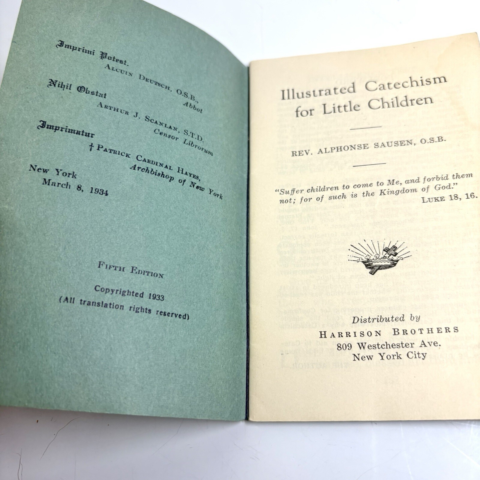Vtg Illustrated Catechism For Little Children Booklet 1933 Alfonse Sausen