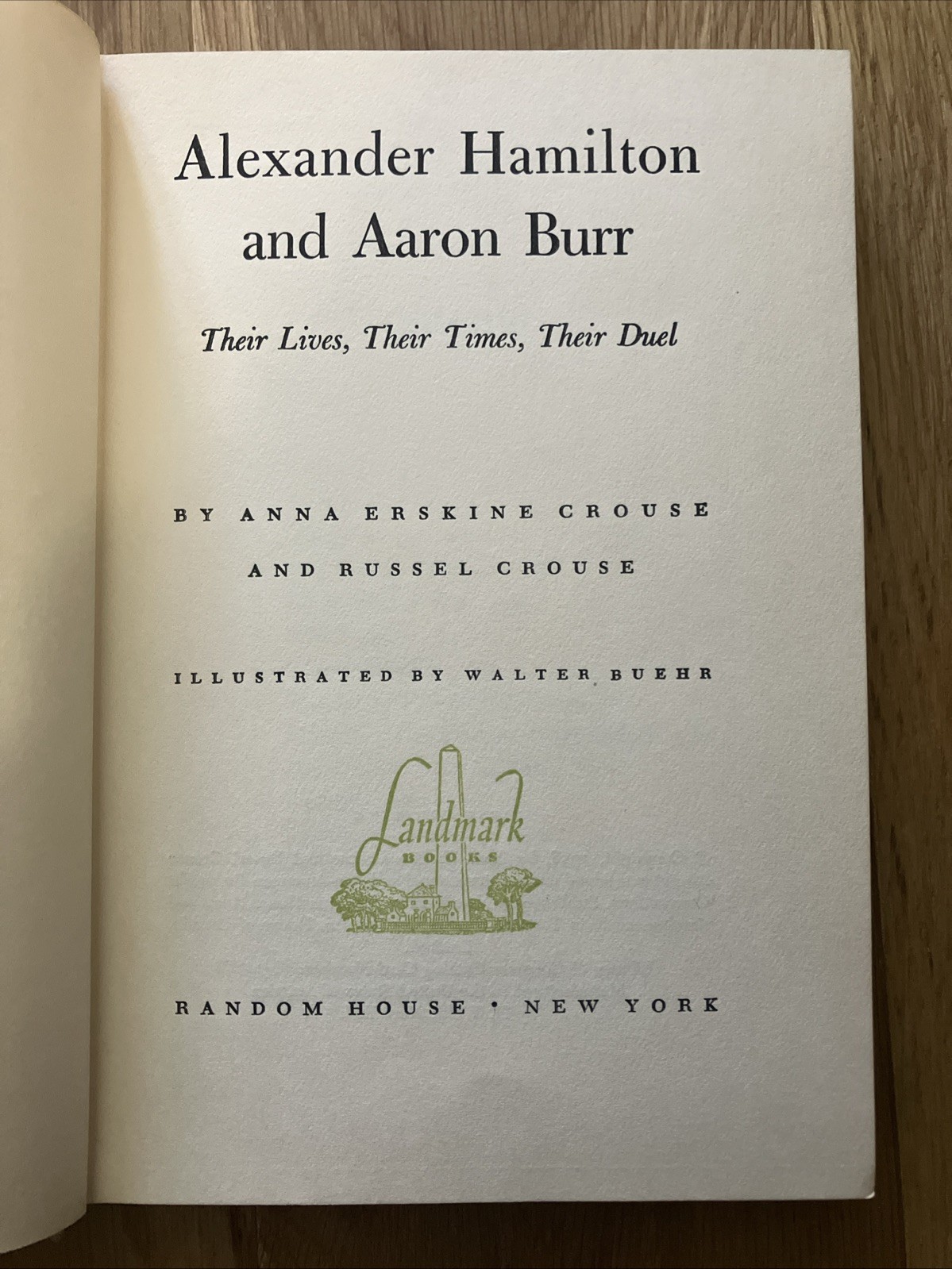 Alexander Hamilton and Aaron Burr Landmark 1958 Hardcover 1st Edition 1st Print