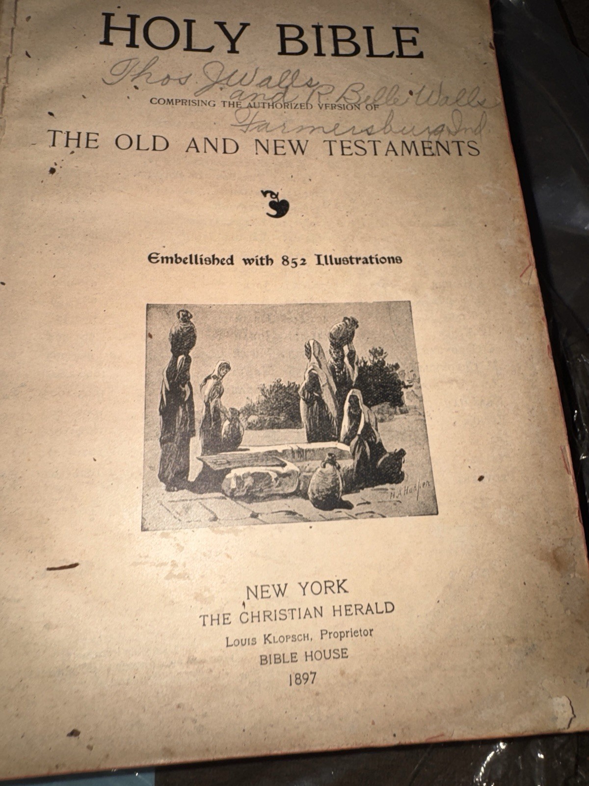 1897 Holy Bible Old & New Testaments Leather Illustrated Christian Herald