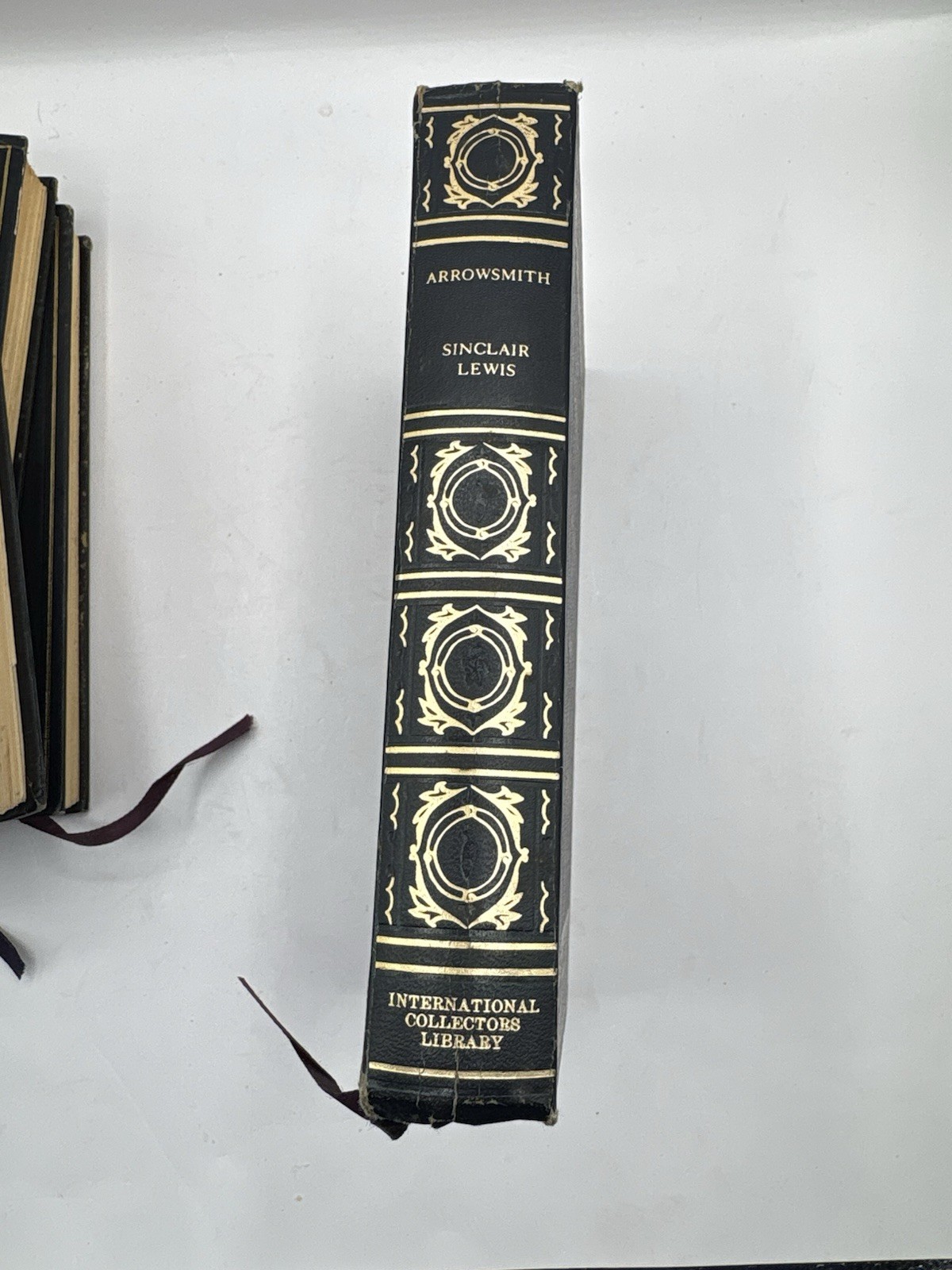 Decorative Vtg Book Set Faux Leather Dark Academia Navy Gold International Coll.