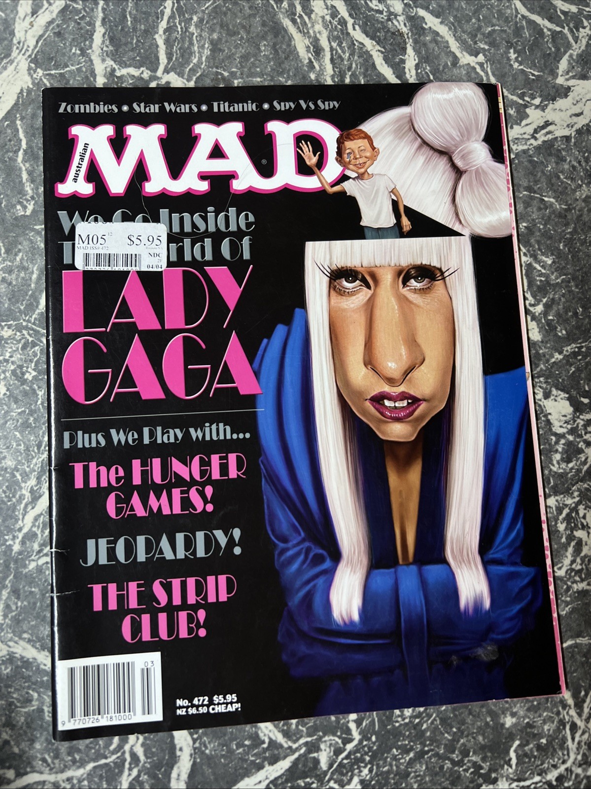VINTAGE MAGAZINE COMIC MAD ALFRED E NEUMAN ART # NO 472 CLASSICS LADY GAGA