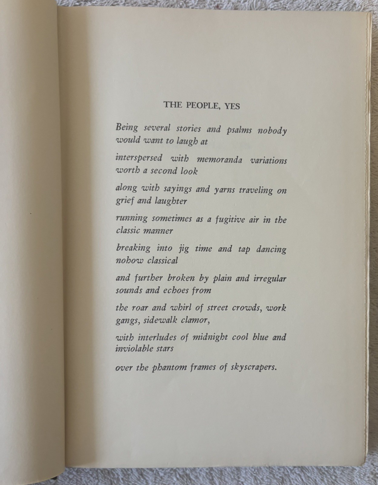 Vintage HC Poetry book by CARL SANDBURG, The People, Yes, 1936