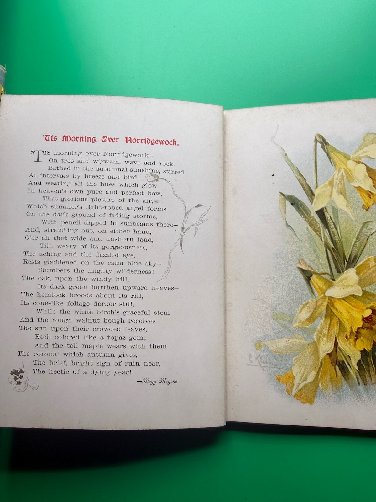 PEARLS FROM WHITTIER. 1890 era Victorian Gift book with chromolithograph color
