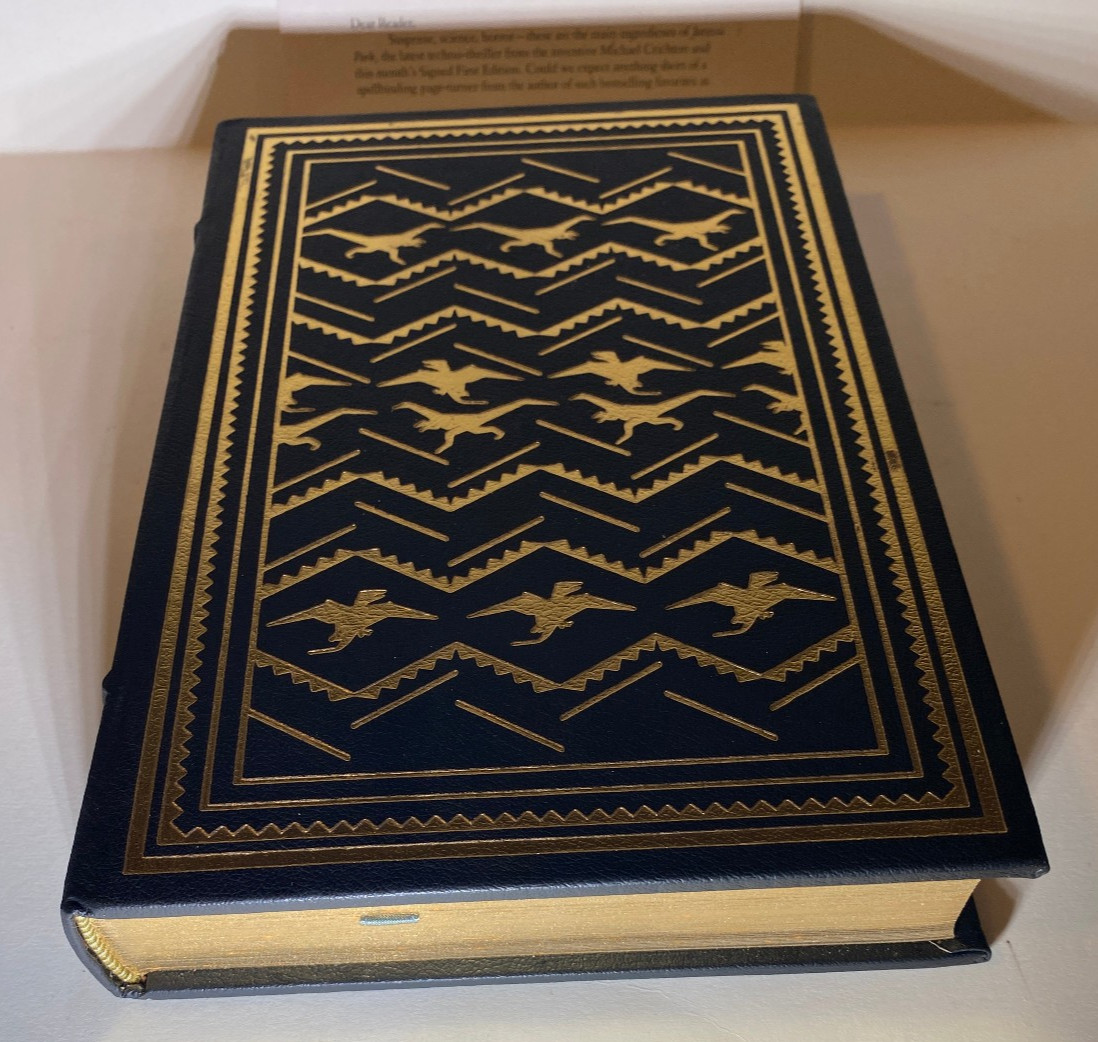 Michael Crichton Jurassic Park Signed First Edition Franklin Library Hardcover