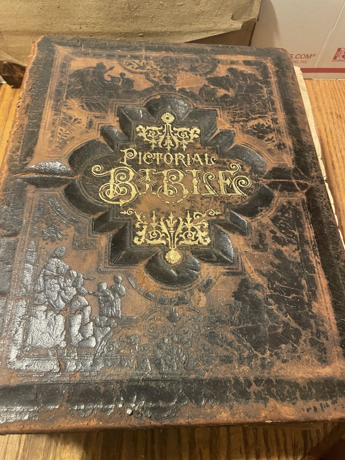 Rare 1885 parallel Pictorial Family Bible incl docs more Please RESTORE this.
