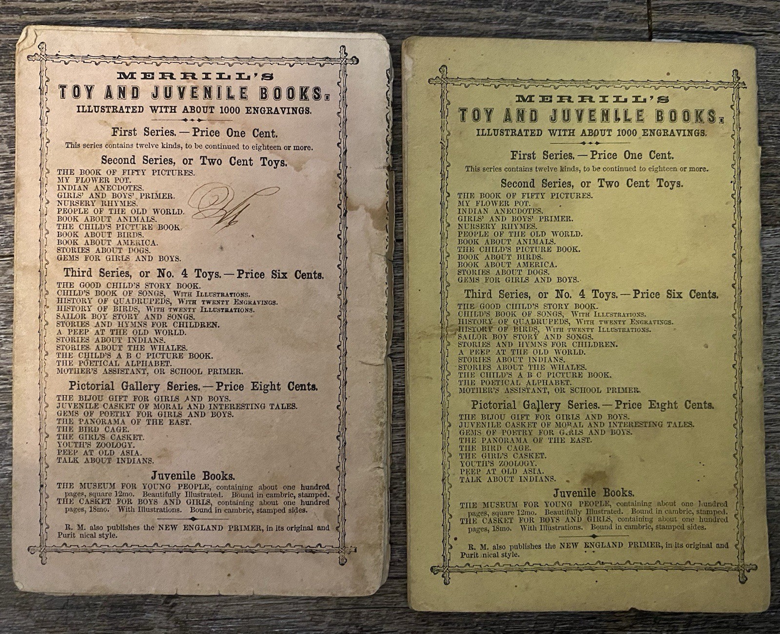 1853 & 1854 Merrill’s Toys – Good Child’s Story Book – Rufus Merrill Chapbooks