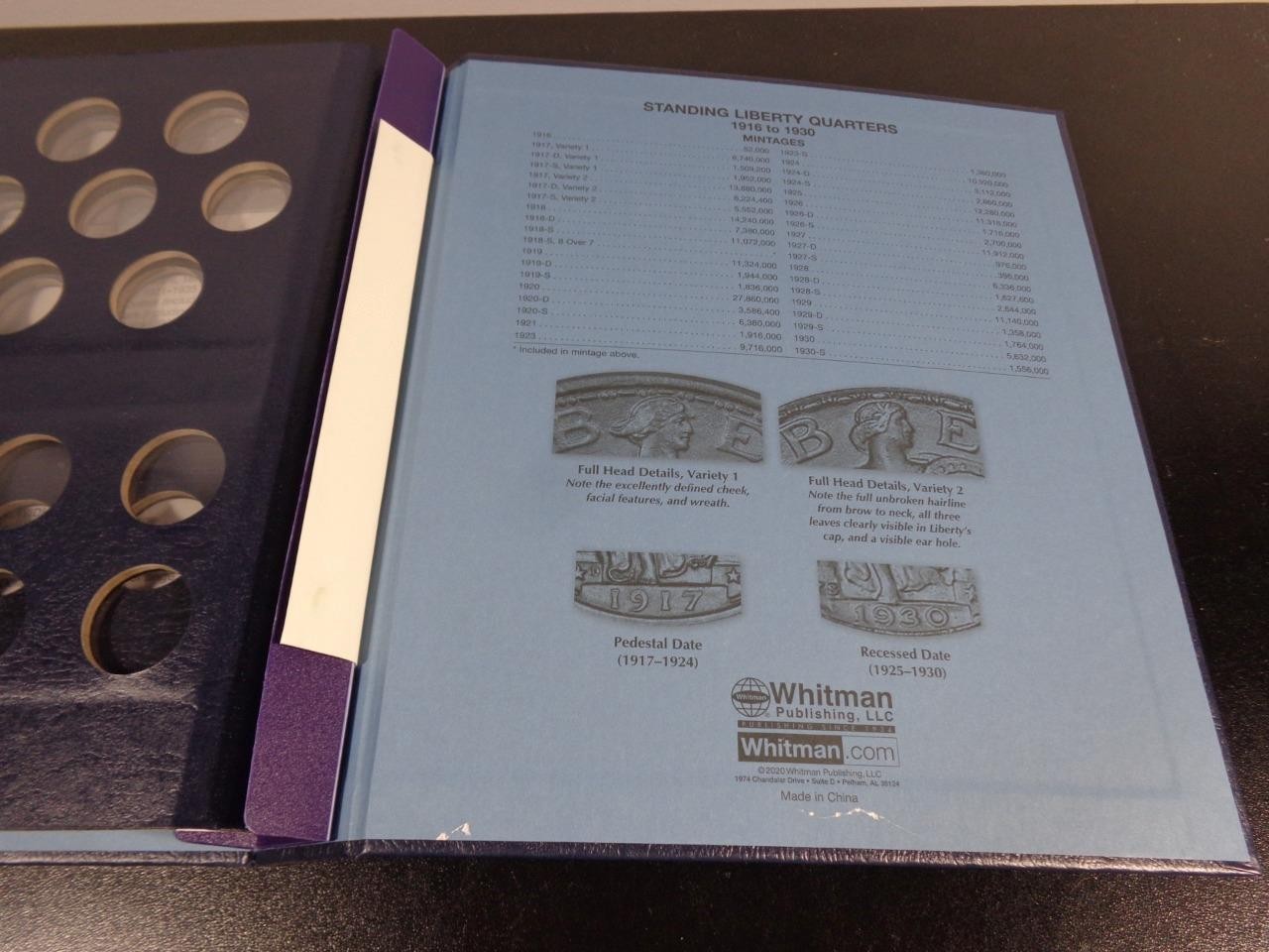 STANDING LIBERTY QUARTERS 1916-1930 COIN BOOK ALBUM WHITMAN CLASSIC 9121 NO COIN