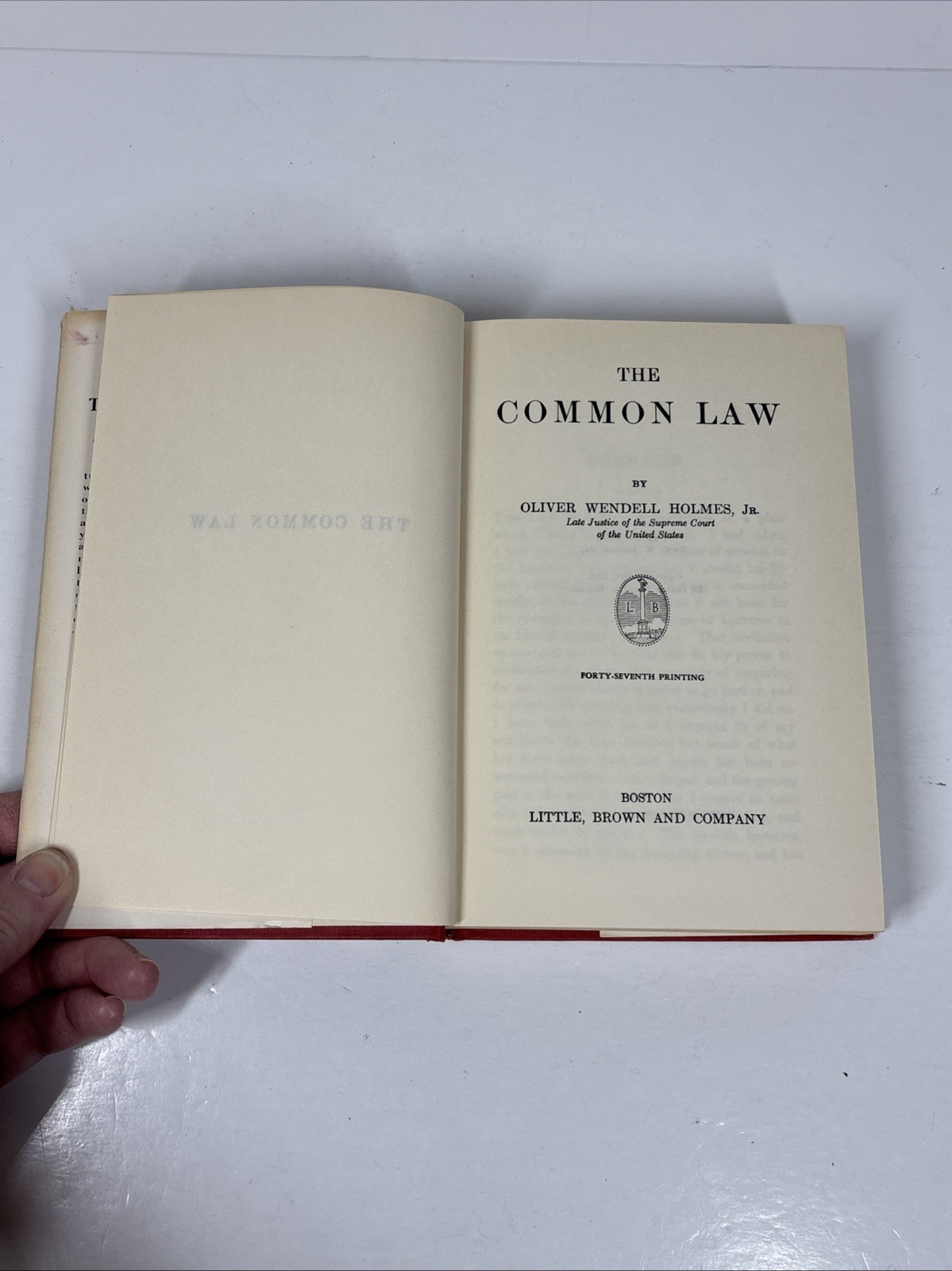 “The Common Law” Oliver Wendell Holmes, Jr. Copyright 1923 W/ Dust Jacket