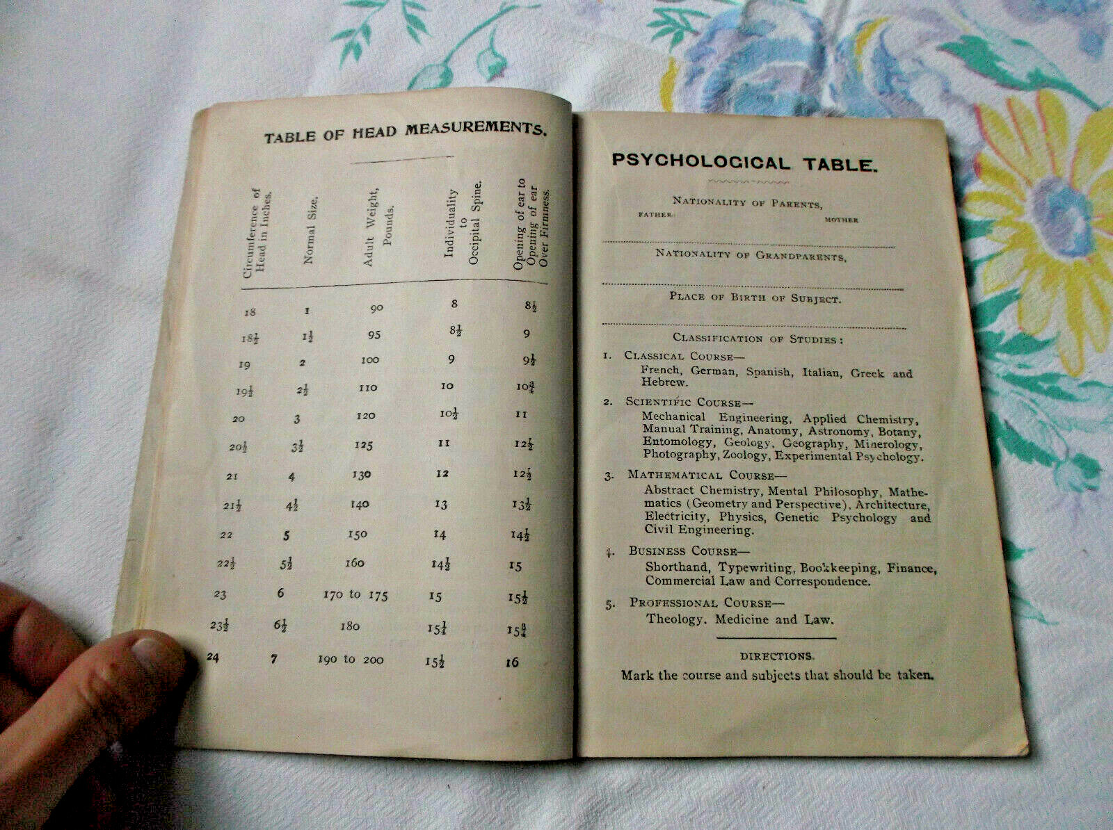 Antique 1900 Fowler’s Phrenology Pamphlet Journal Book Chart Brain Head Science