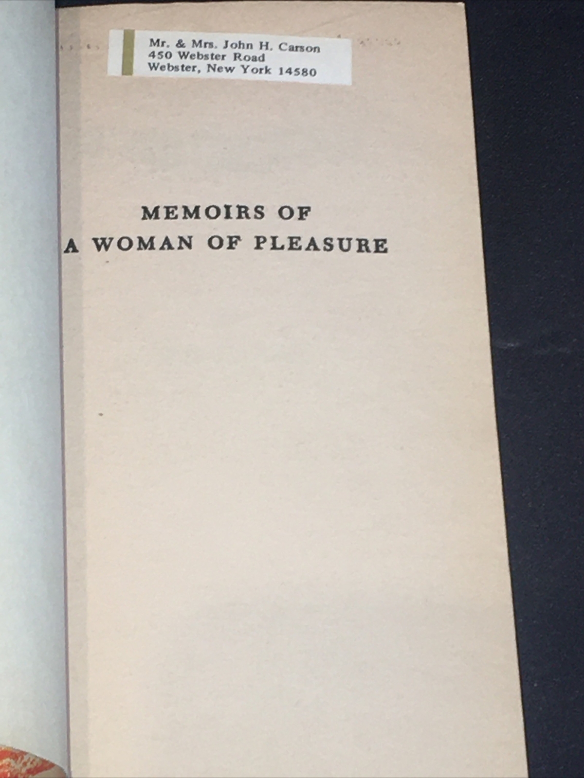 Rare 1967 First Edition First Print Fanny Hill By John Cleland Adults Only