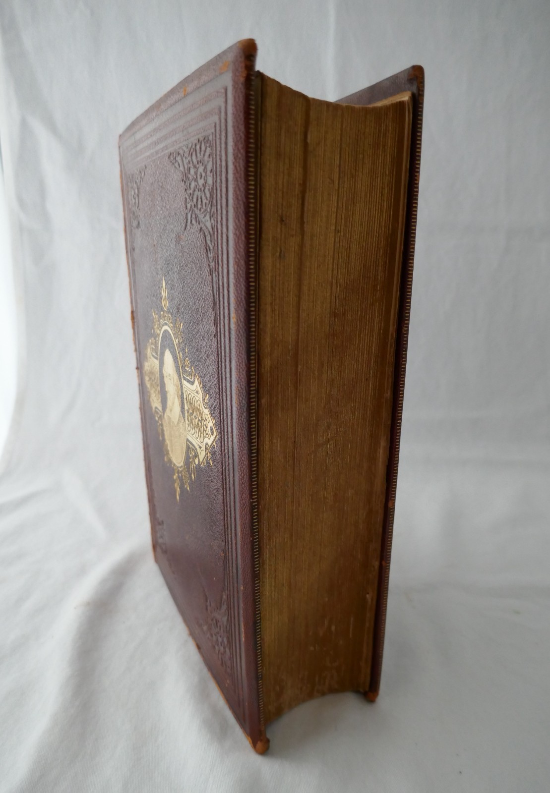 Antique 19th C. Complete Works of William Shakespeare Embossed Leather Book